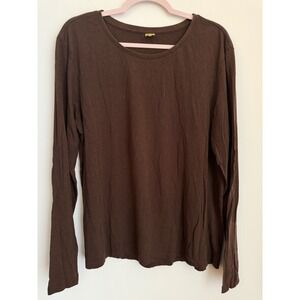 Onno Womens T Shirt Size 2XL Chocolate Long Sleeve Organic Cotton Bamboo Brown